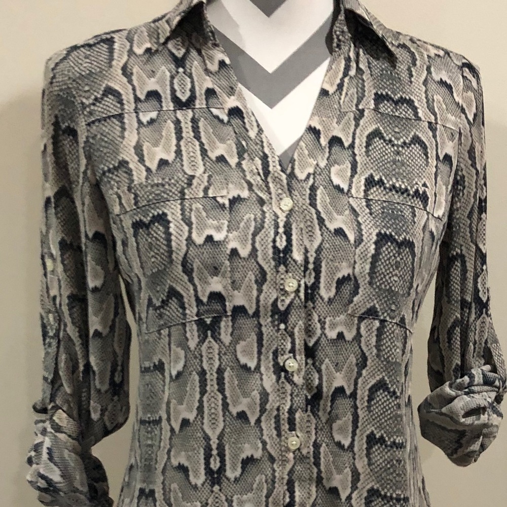 Snake print button up blouse